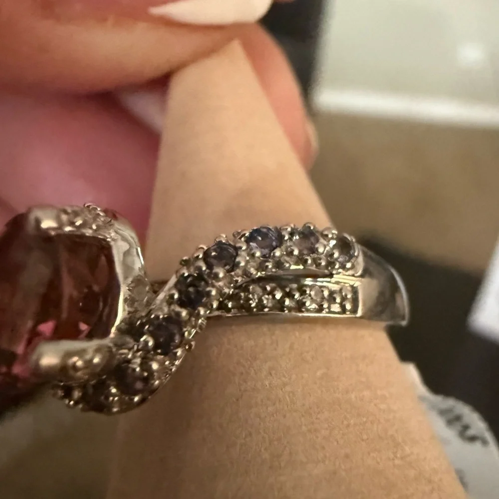 Vintage Ruby Sapphire and diamond ring 14k white gold sz 8